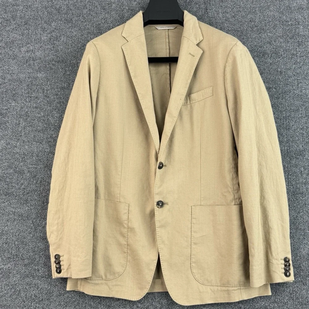 Banana Republic Blazer Mens 40R Khaki Linen Cotton Slim Fit Heritage Unlined